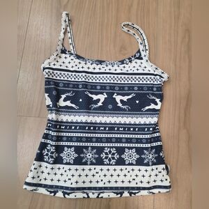 SKIMS Logo Plush Pointelle Camisole Navy Deer Medium